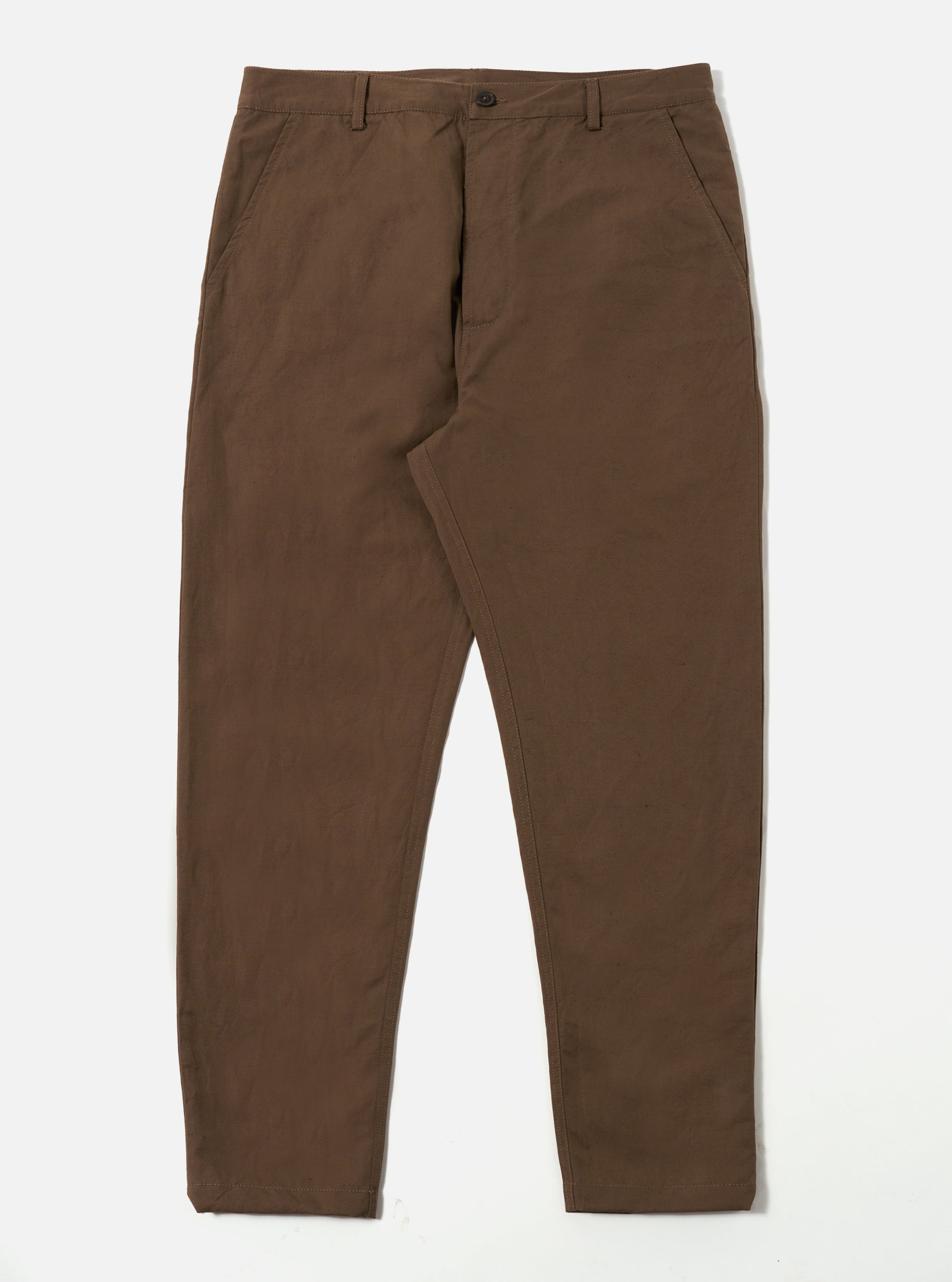 Khaki Linen Slub Weave Military Chino