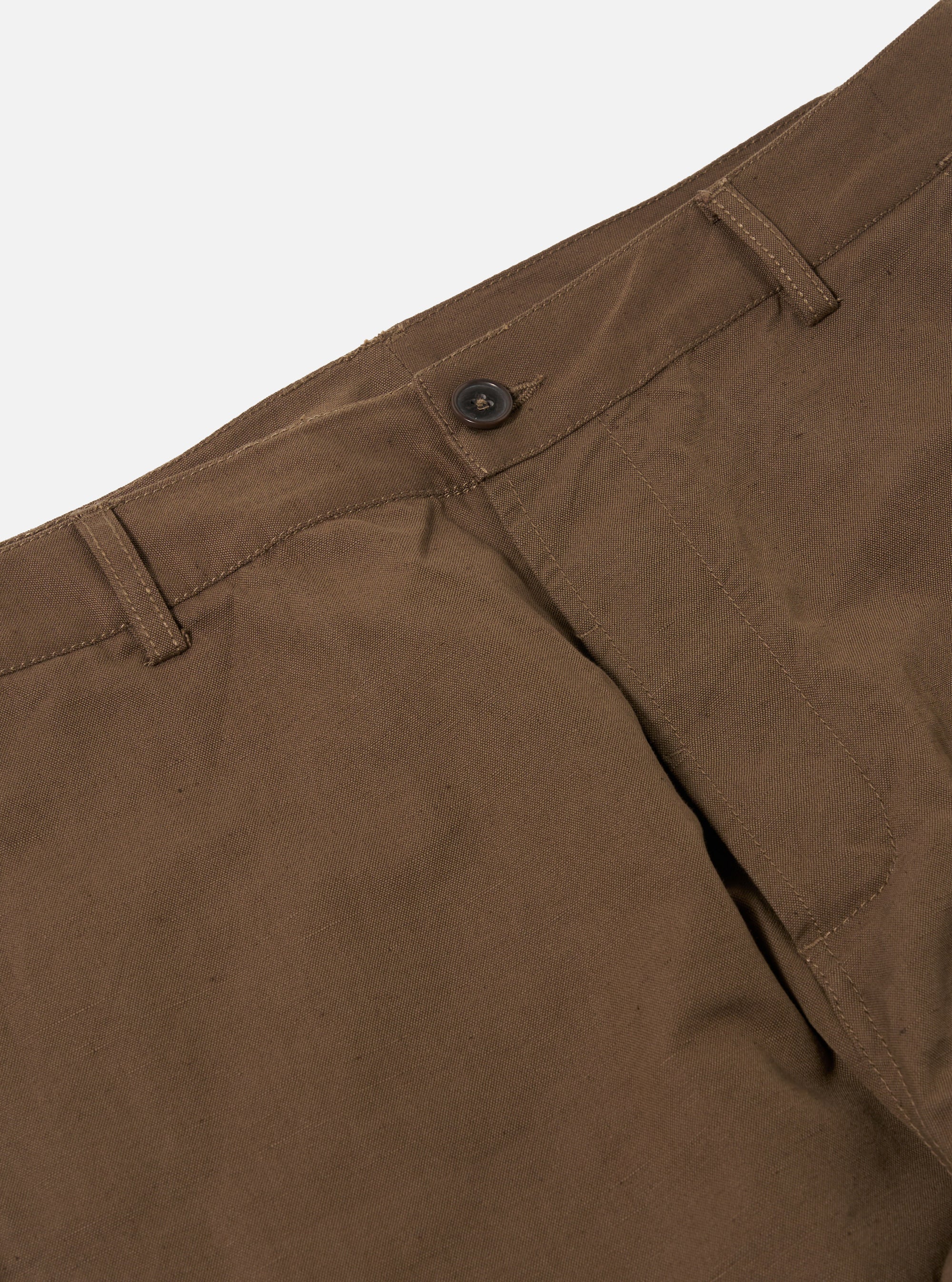 Khaki Linen Slub Weave Military Chino