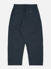 Back view of the Navy Broadcloth Oxford Pant on a white background. The pants are a relaxed fit with an elastic waistband and buttoned pockets.