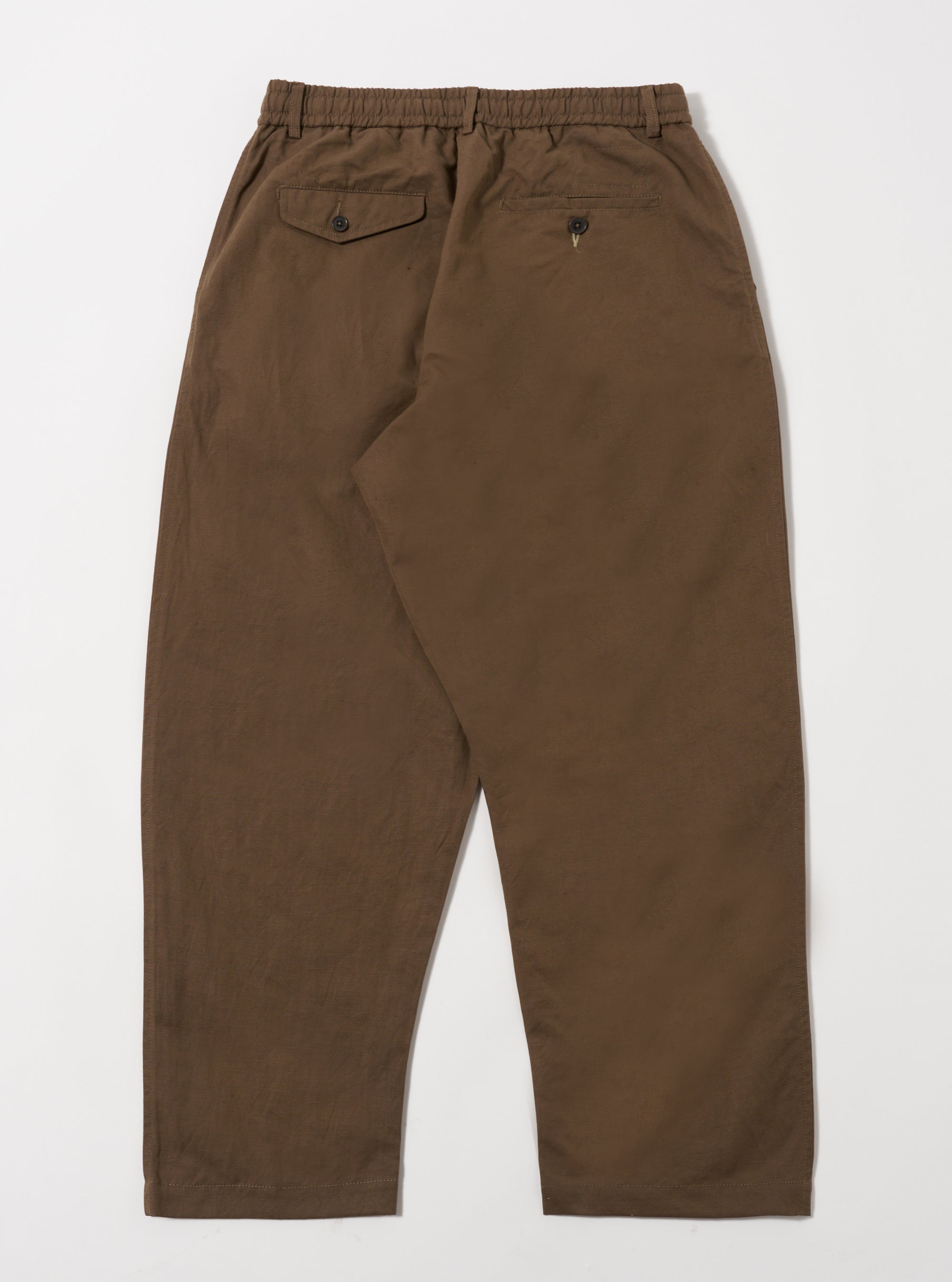 Khaki Linen Slub Weave Oxford Pant