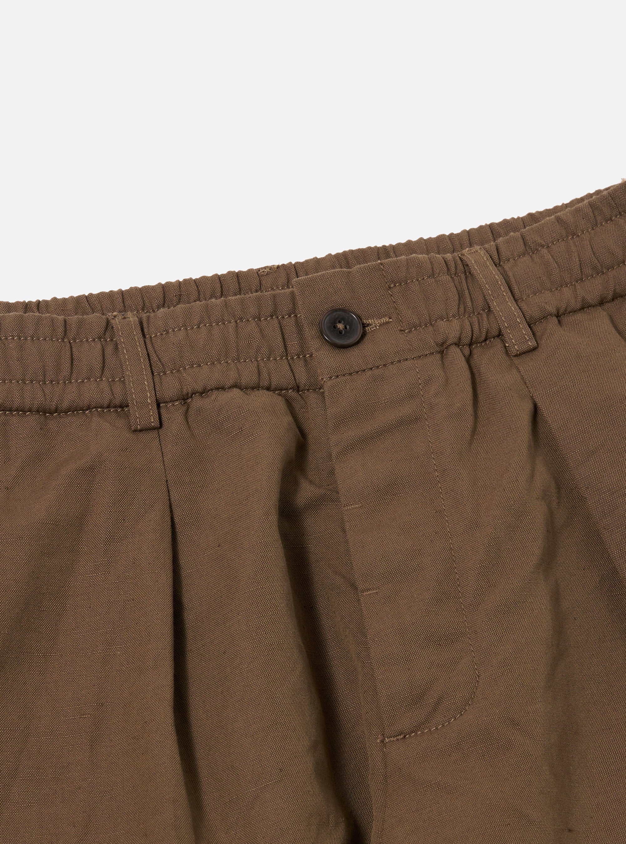 Khaki Linen Slub Weave Oxford Pant