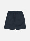 The Navy Military Cotton Simple Short, laid flat on a white background. These navy shorts have a drawstring waist and simple, clean lines.