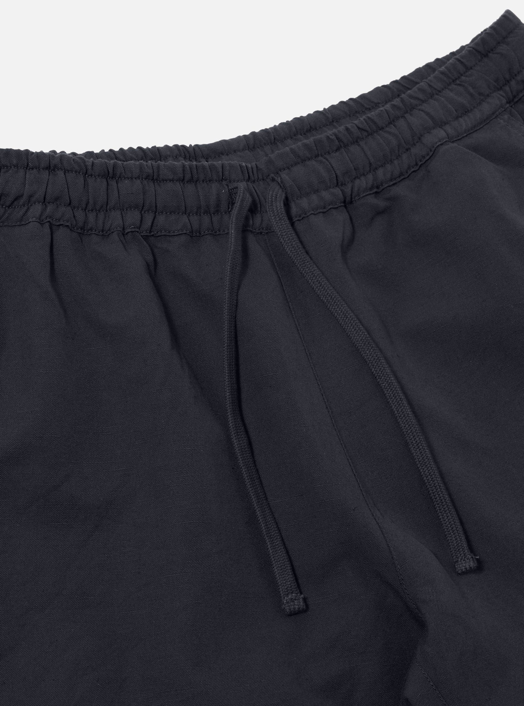 Navy Linen Slub Weave Simple Short