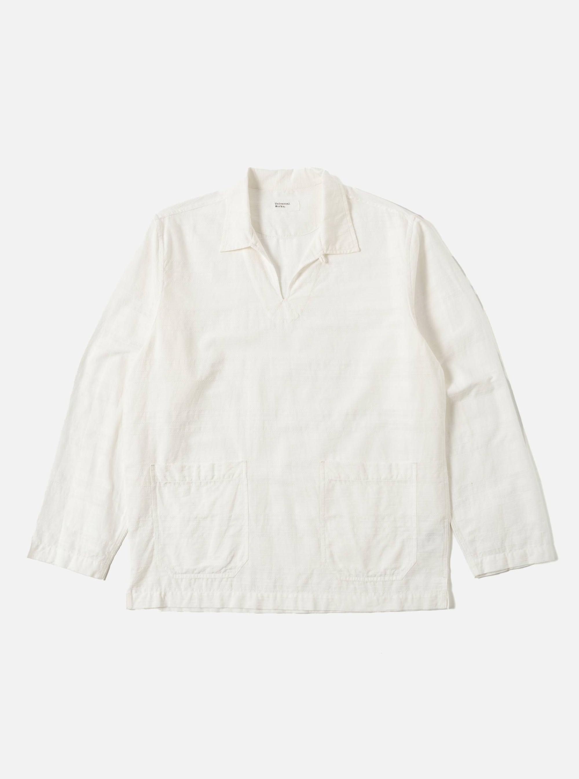 Ecru Deffe Self Stripe Smock Overshirt