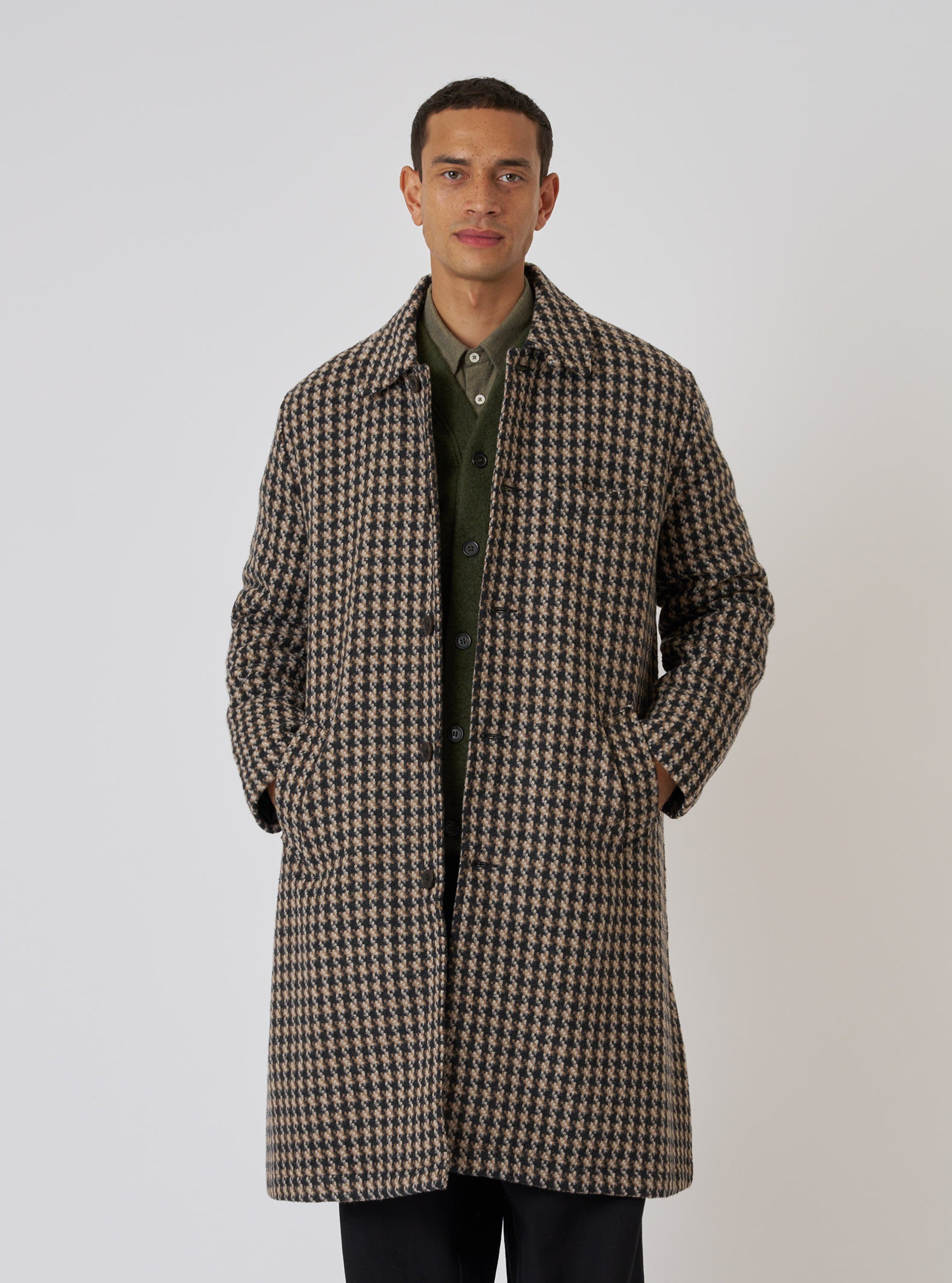 Men's Sand Cortina Tweed Long Swing Coat – Universal Works