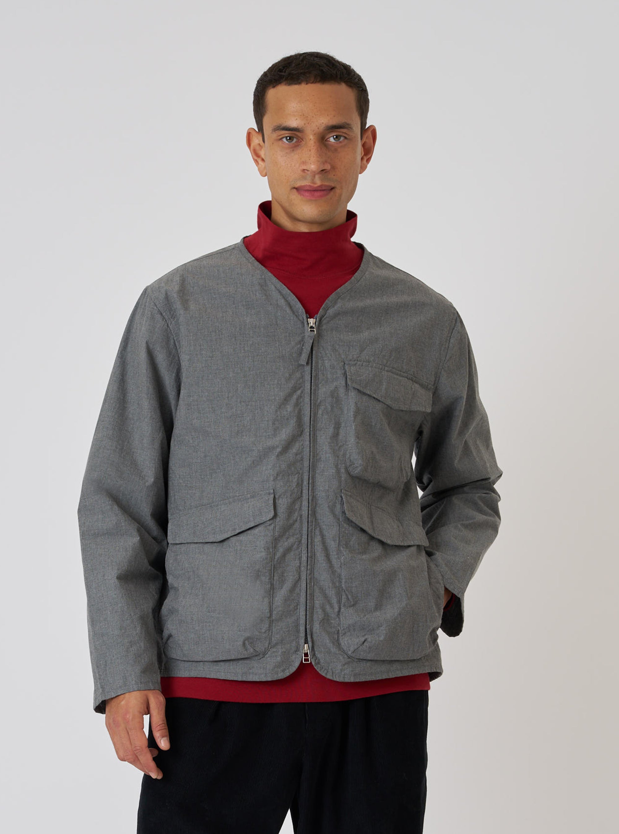 Charcoal Organic Chambray Parachute Liner Jacket