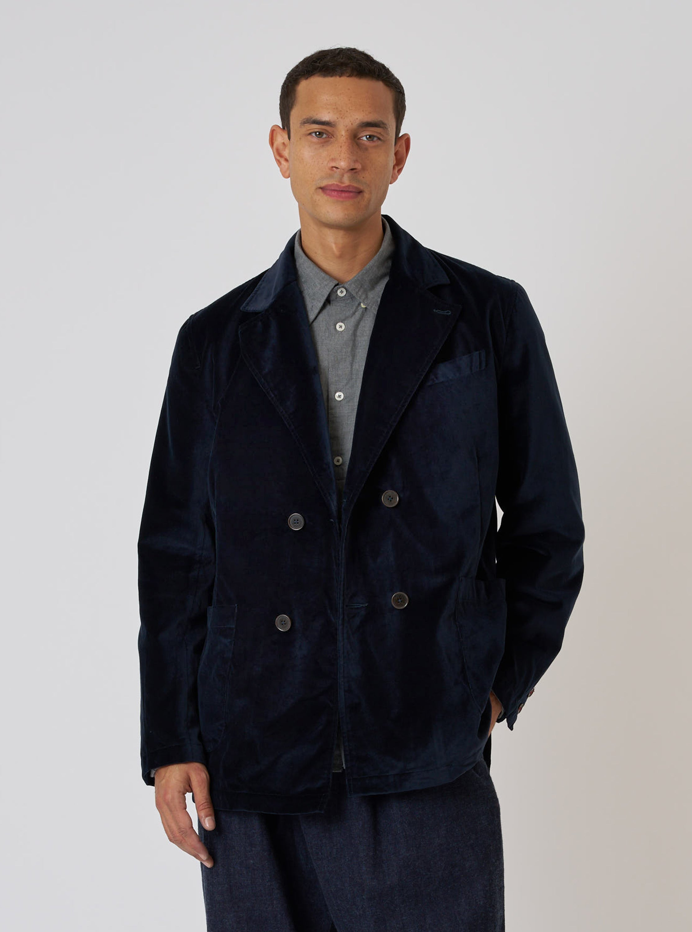 Men's Navy Velveteen Manor Jacket – Universal Works