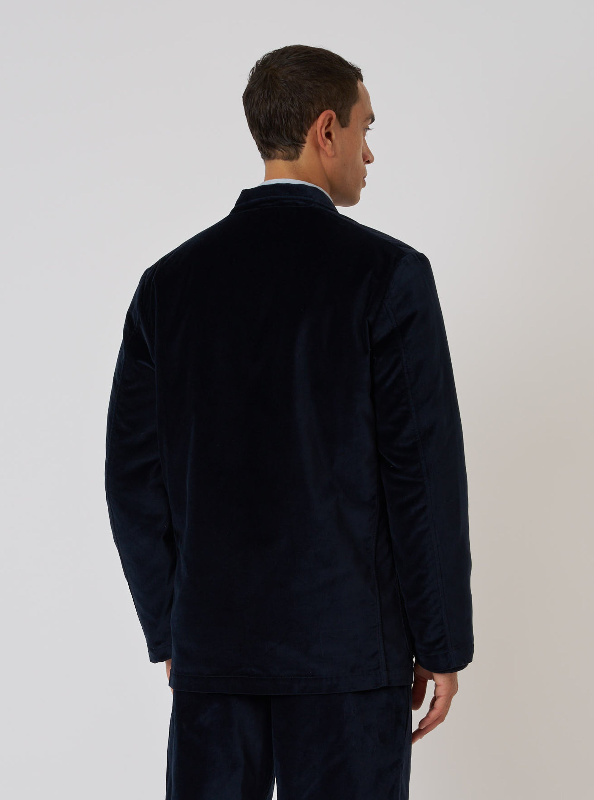 Navy Velveteen Two Button Jacket