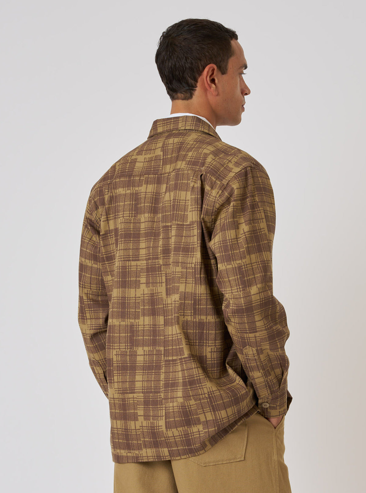Khaki Patch Check Twill Fatigue Shirt