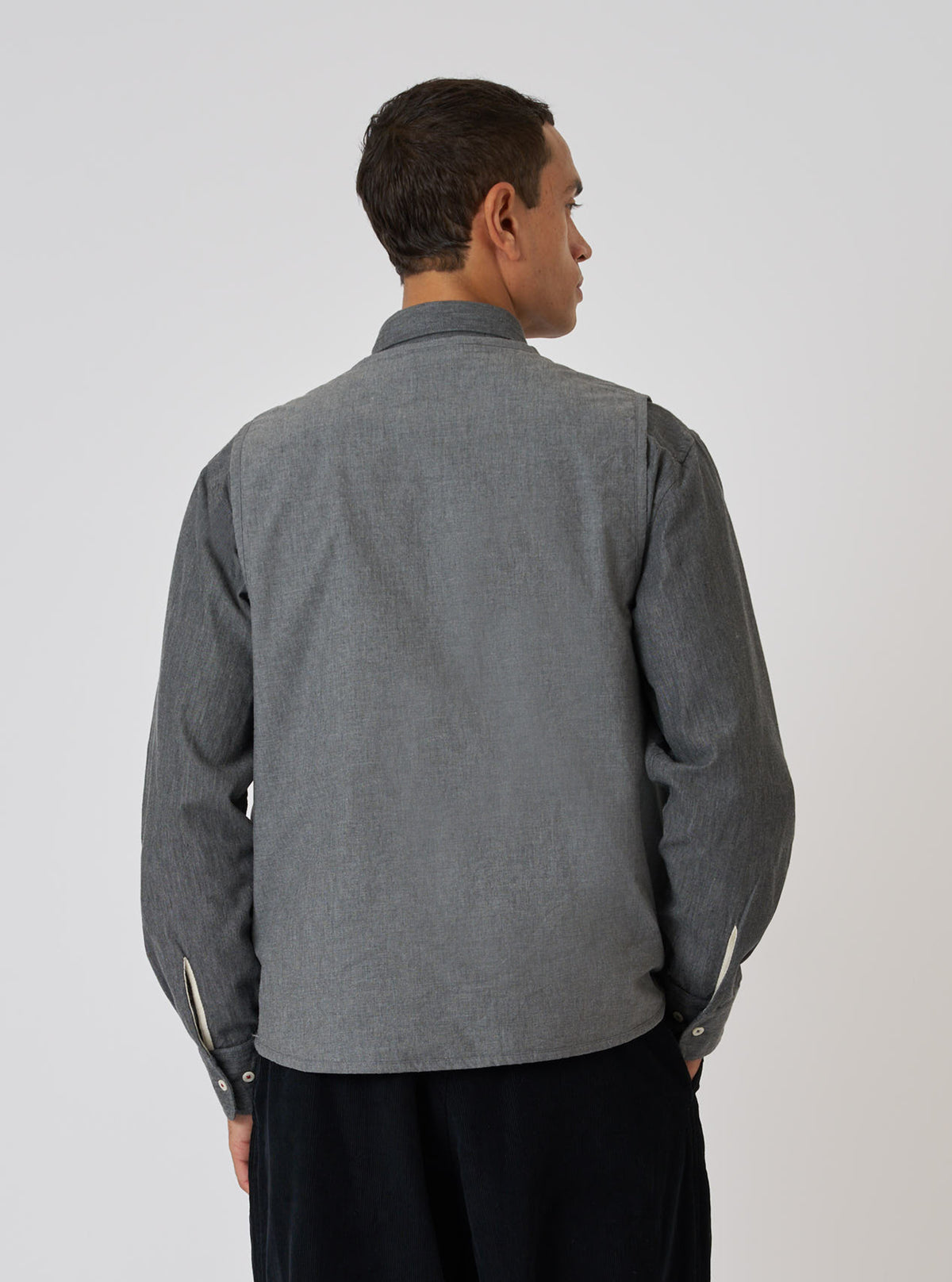Charcoal Organic Chambray Parachute Liner Gilet