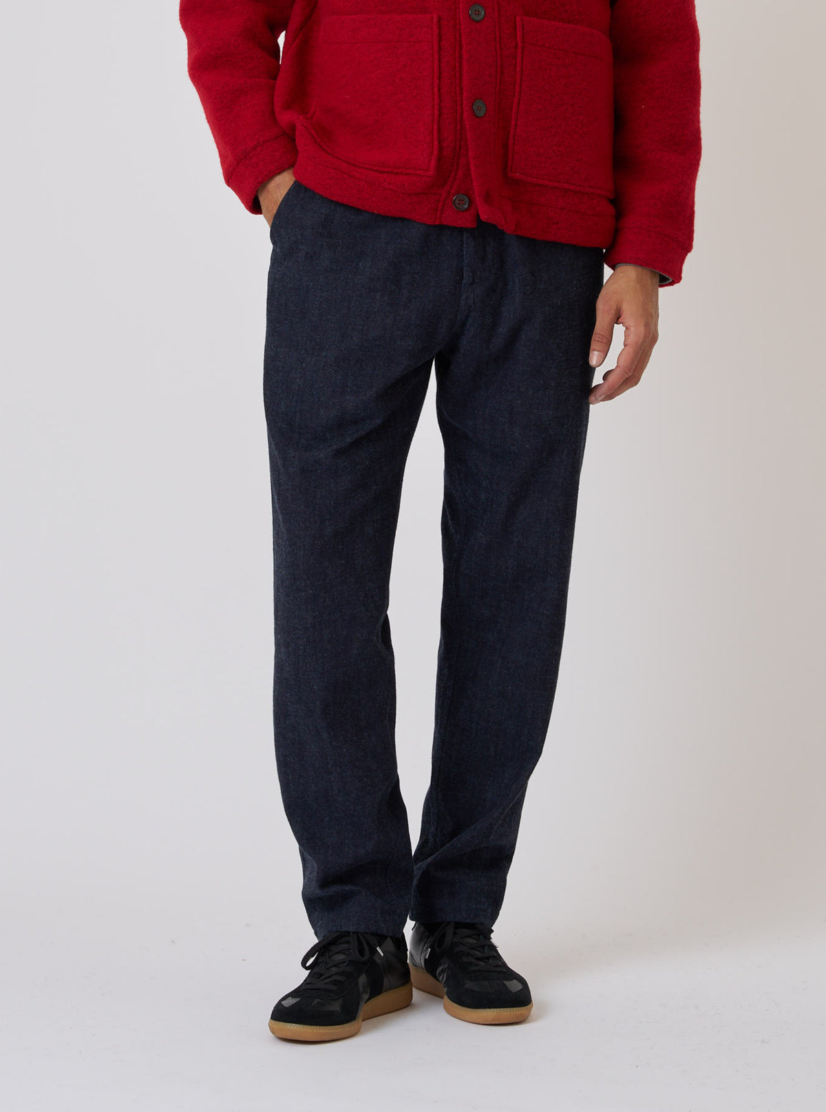 Indigo Brushed Denim Military Chino