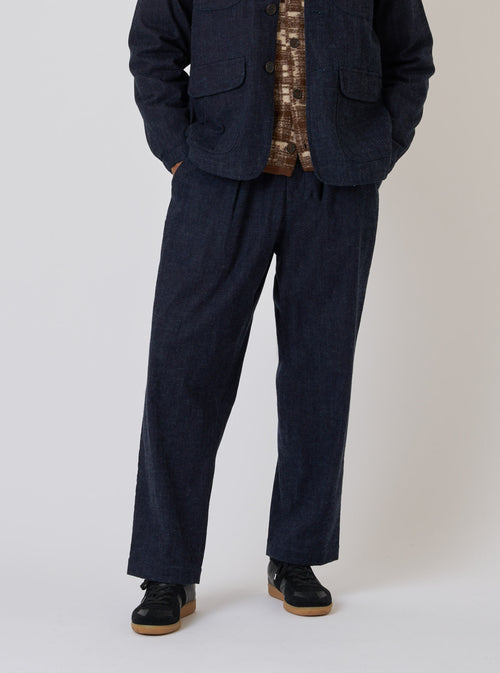 Indigo Brushed Denim Oxford Pant