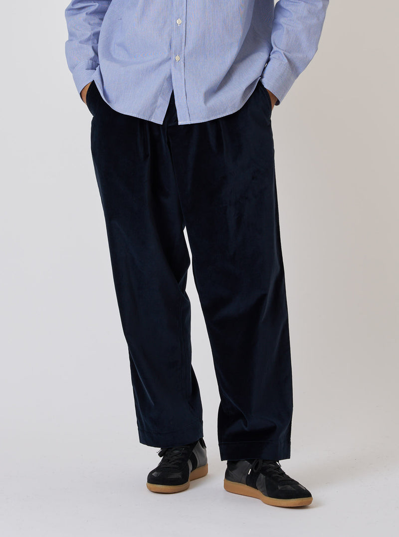 Navy Velveteen Oxford Pant