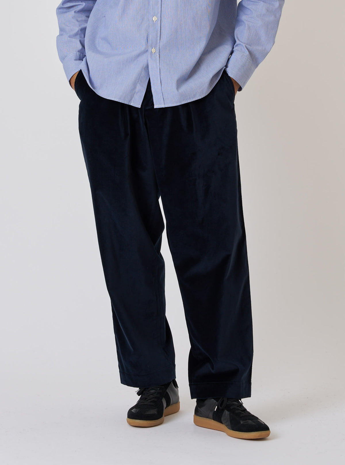 Navy Velveteen Oxford Pant