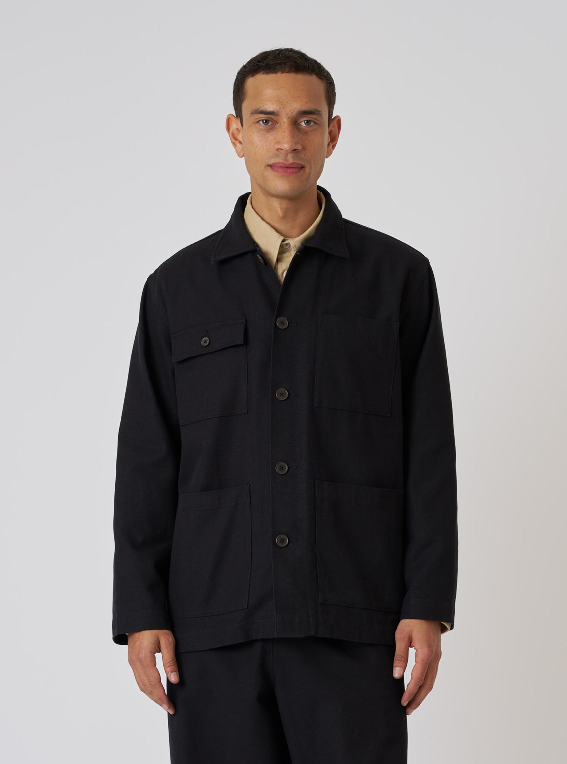 Men's Black Organic Canvas Dockside Overshirt – Universal Works