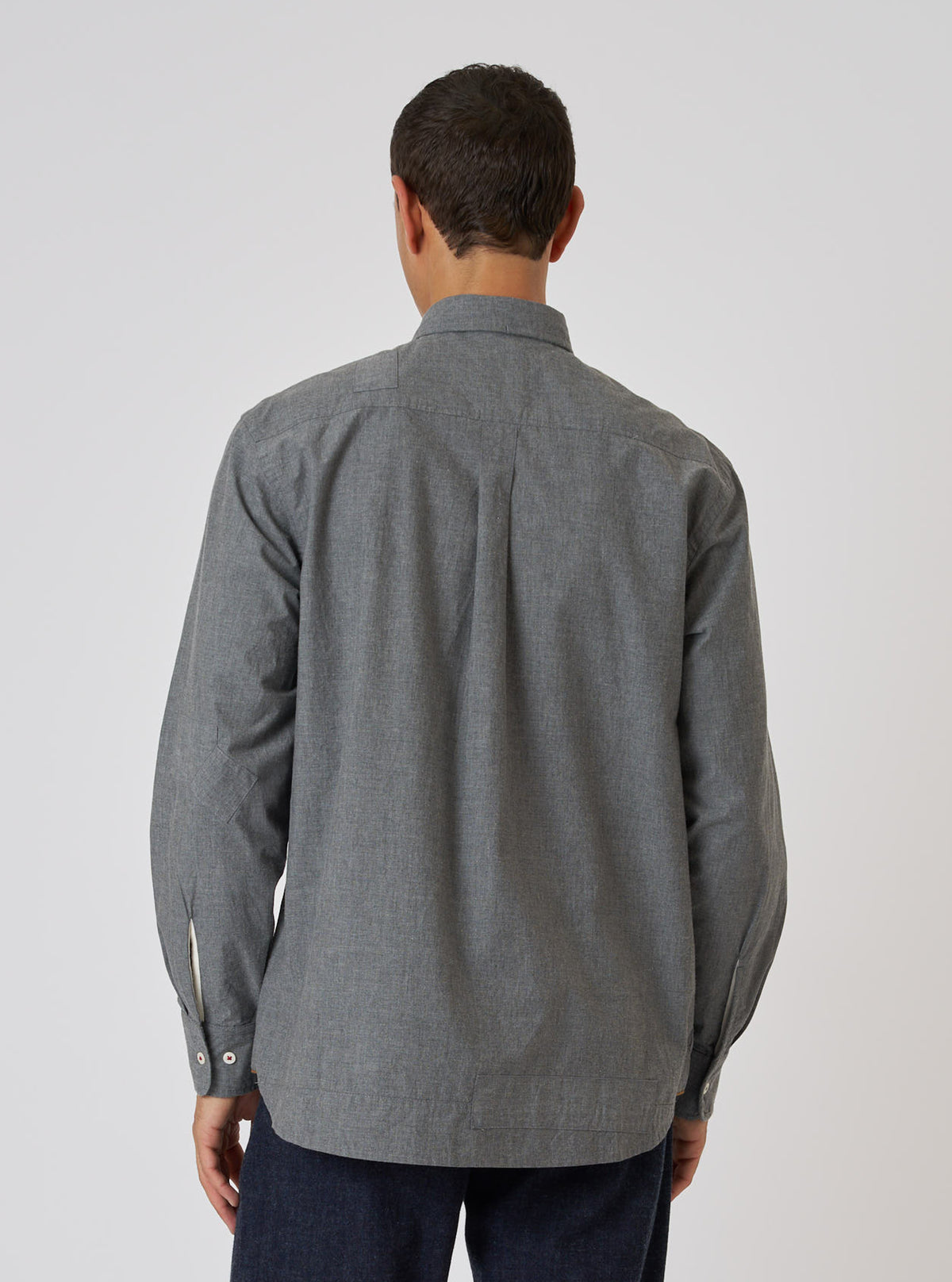 Charcoal Organic Chambray Patched Lazy Day Shirt