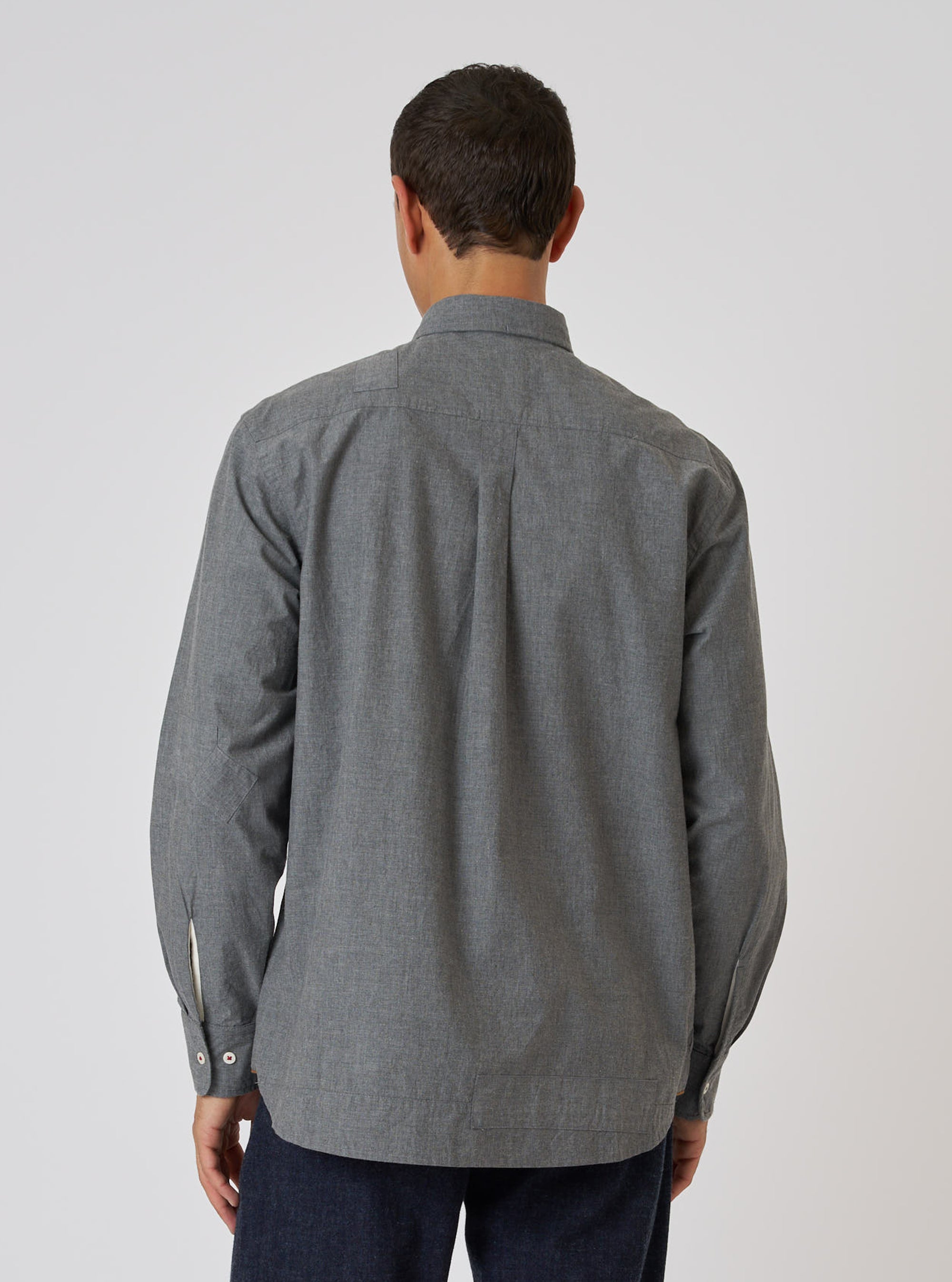 Charcoal Organic Chambray Patched Lazy Day Shirt
