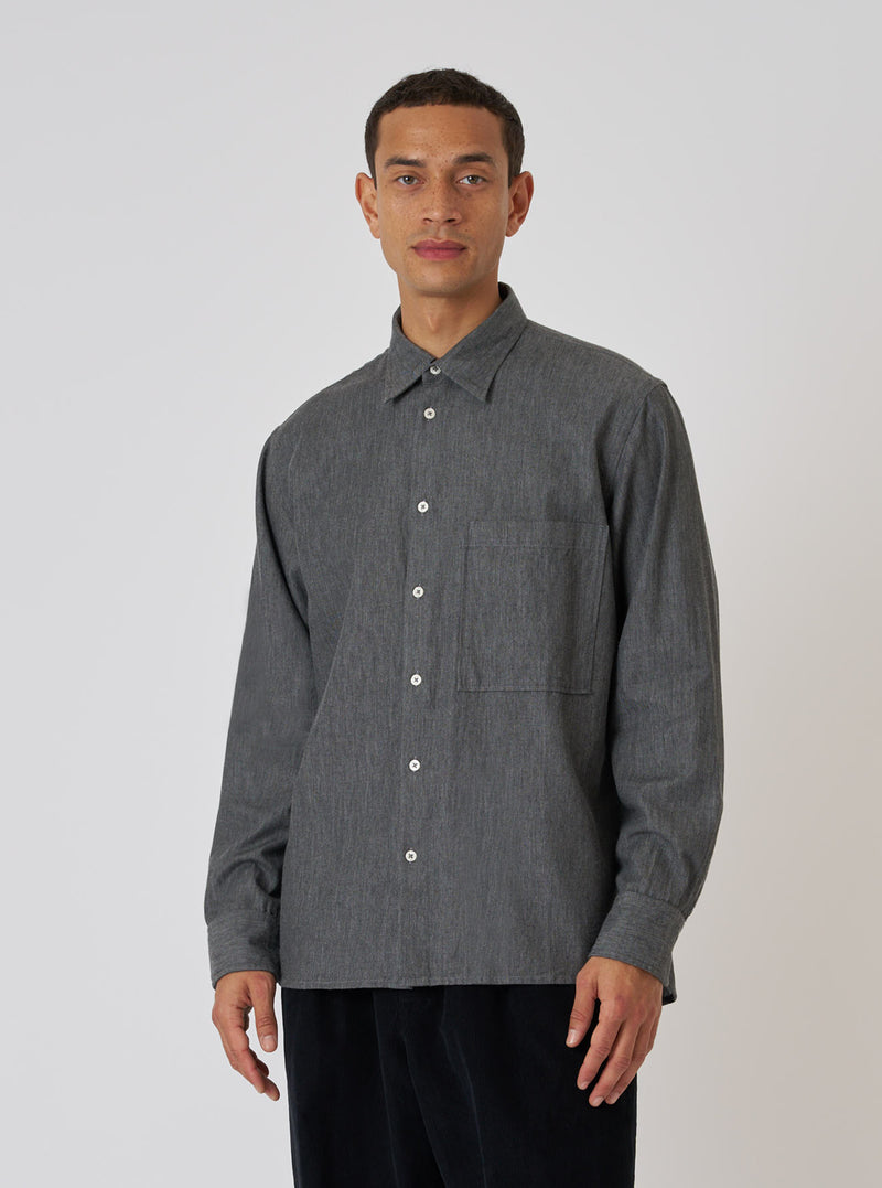 Charcoal Brushed Organic Cotton Square Pocket Shirt