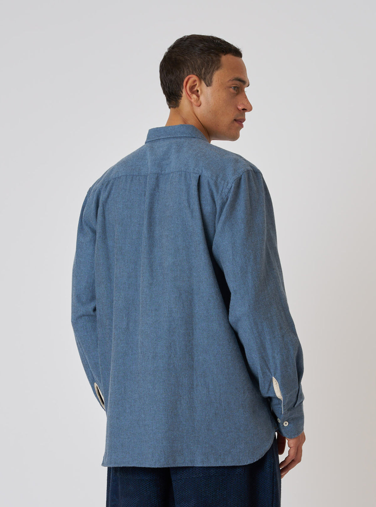 Blue Brushed Marl Twill Square Pocket Shirt