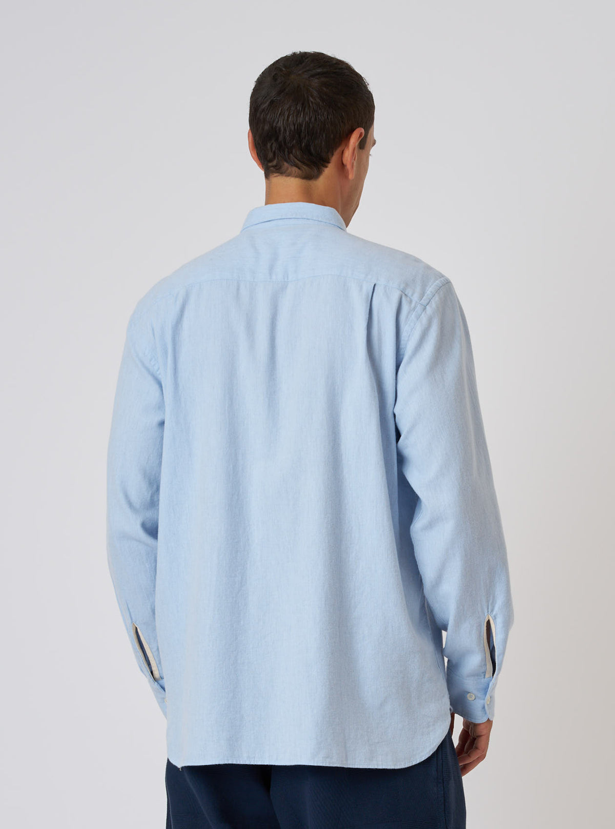 Light Blue Brushed Marl Twill Square Pocket Shirt