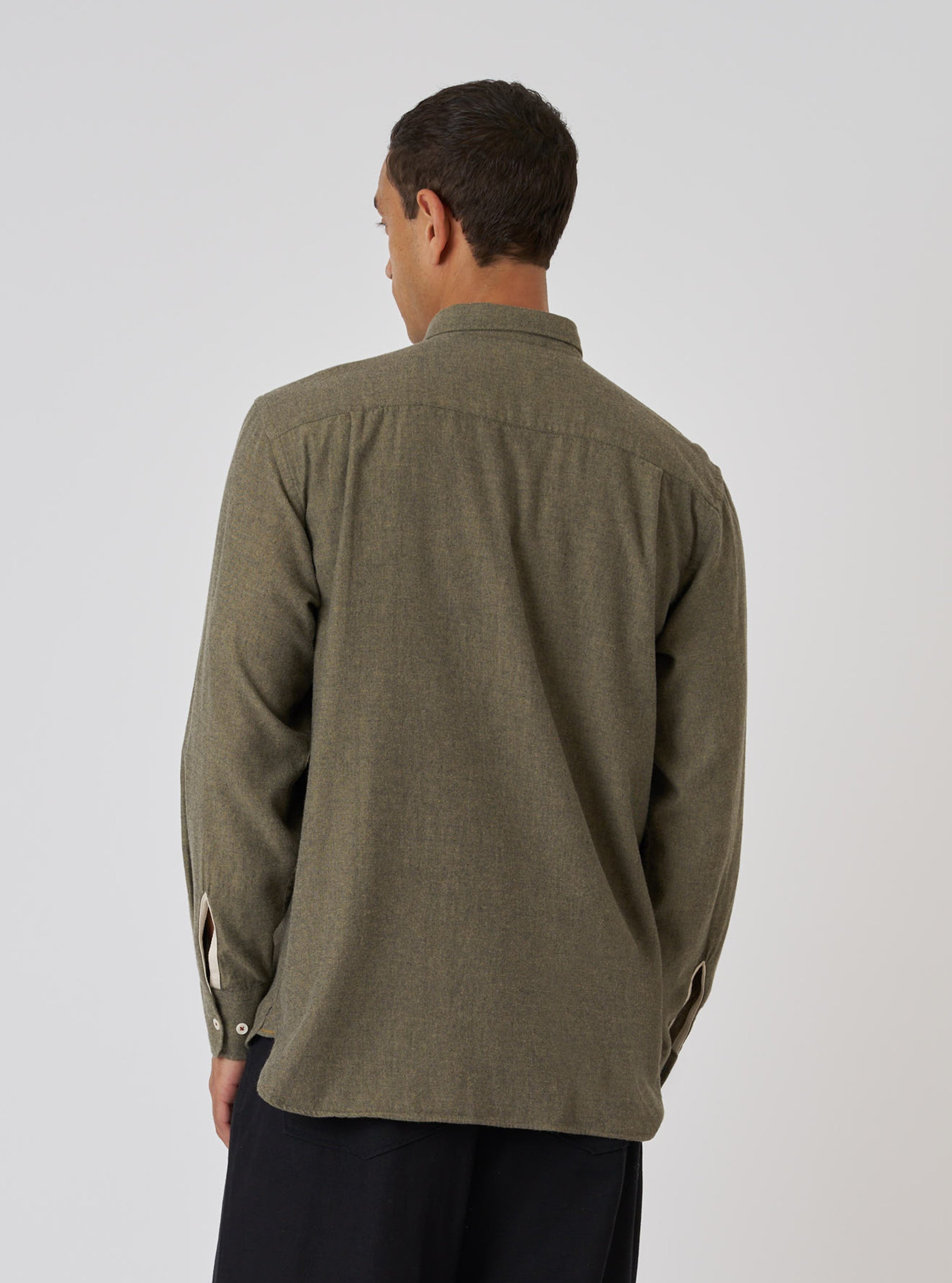 Mustard Brushed Marl Twill Square Pocket Shirt