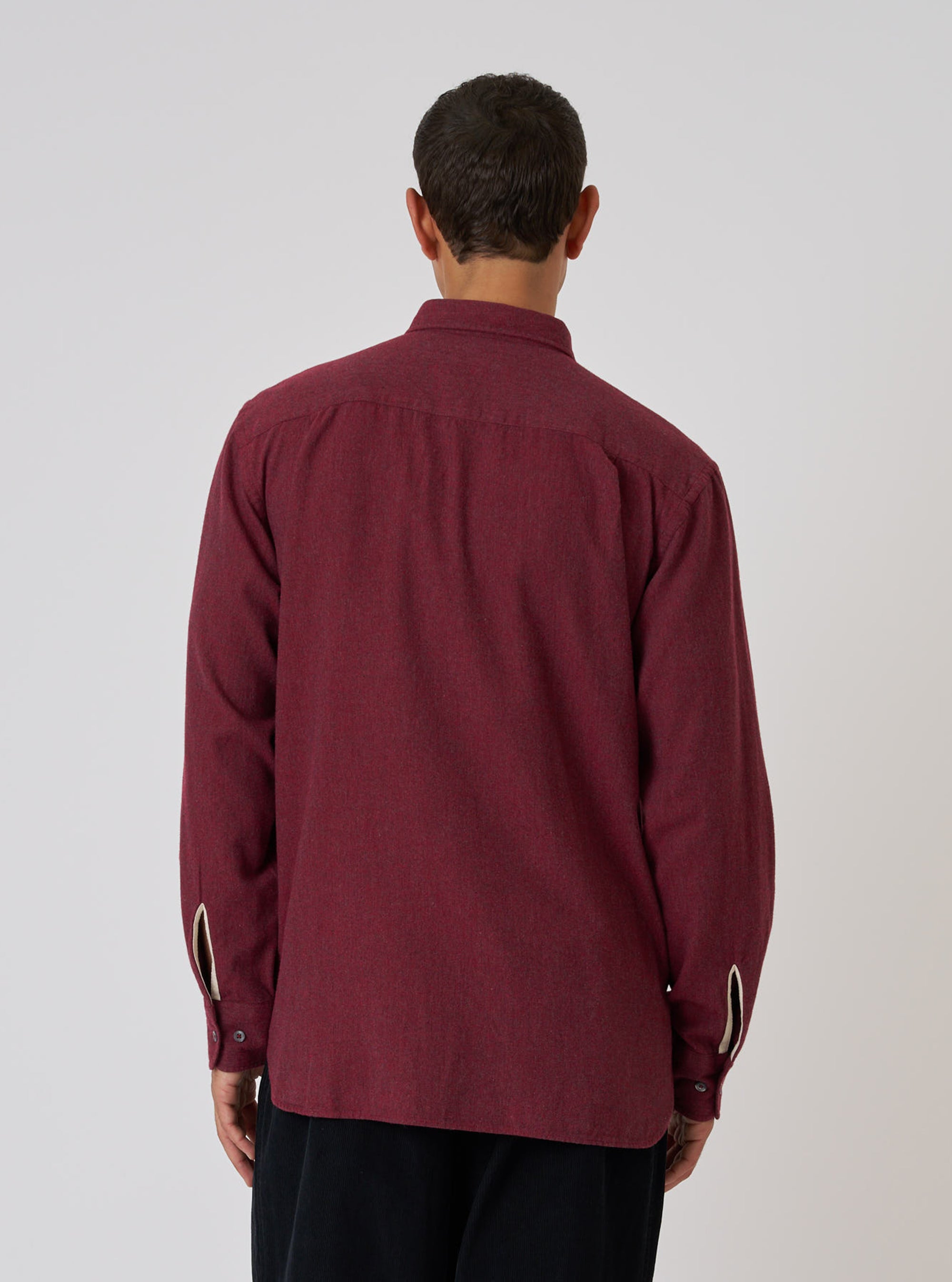 Red Brushed Marl Twill Square Pocket Shirt