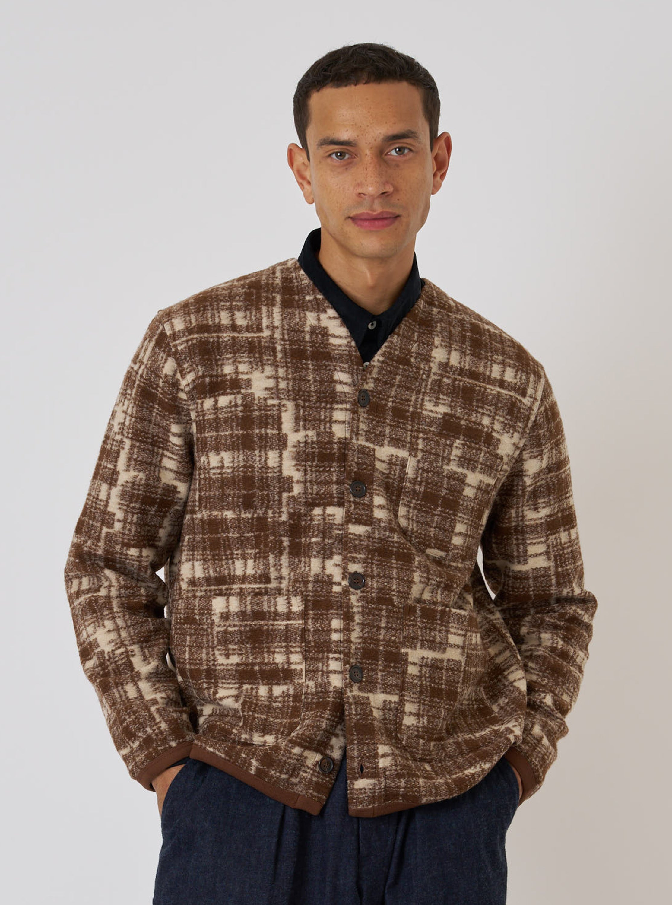 Men's Sand Patch Check Fleece Cardigan – Universal Works