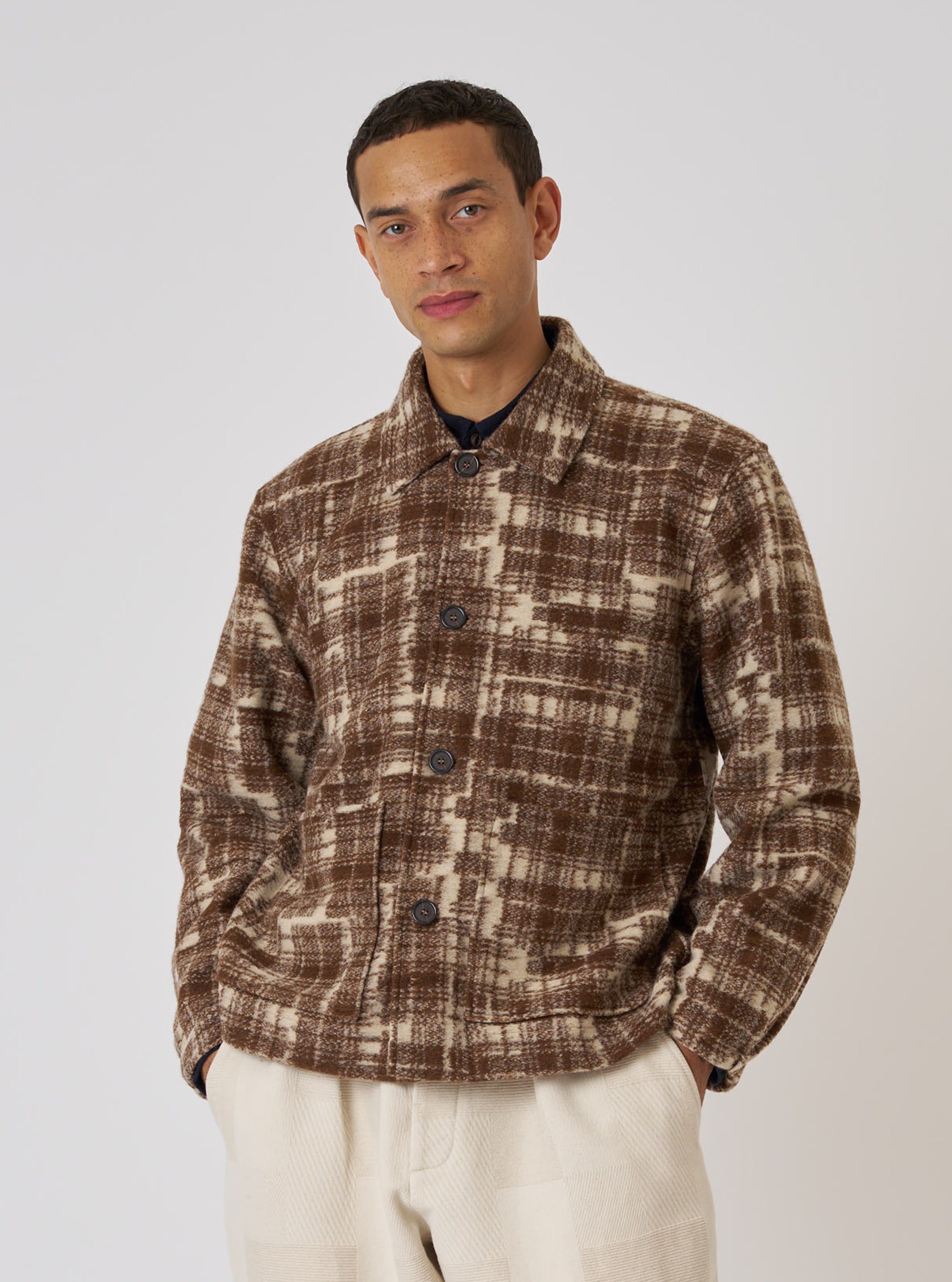 Men's Sand Patch Check Fleece Rams Jacket – Universal Works