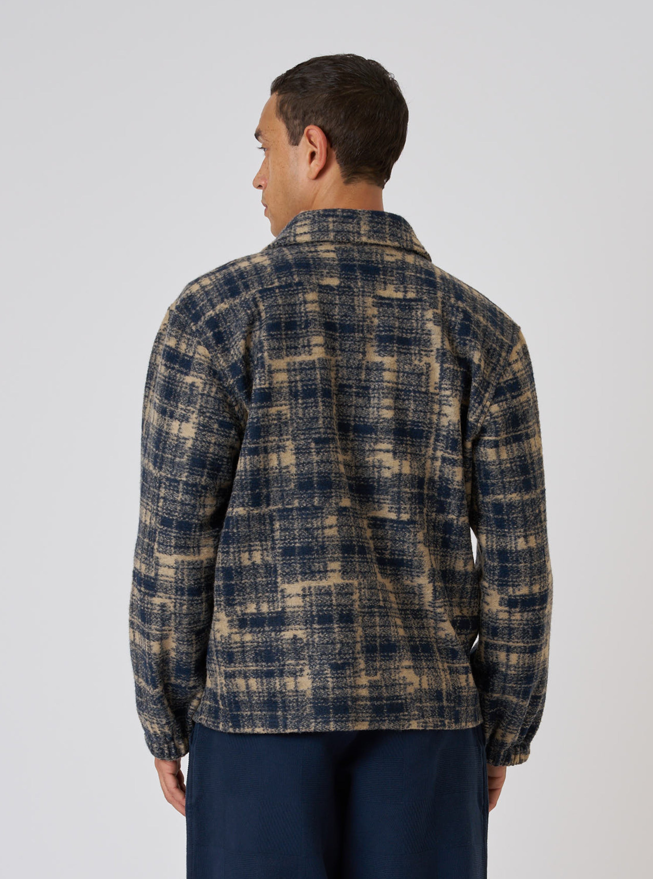 Men's Navy Patch Check Fleece Rams Jacket – Universal Works