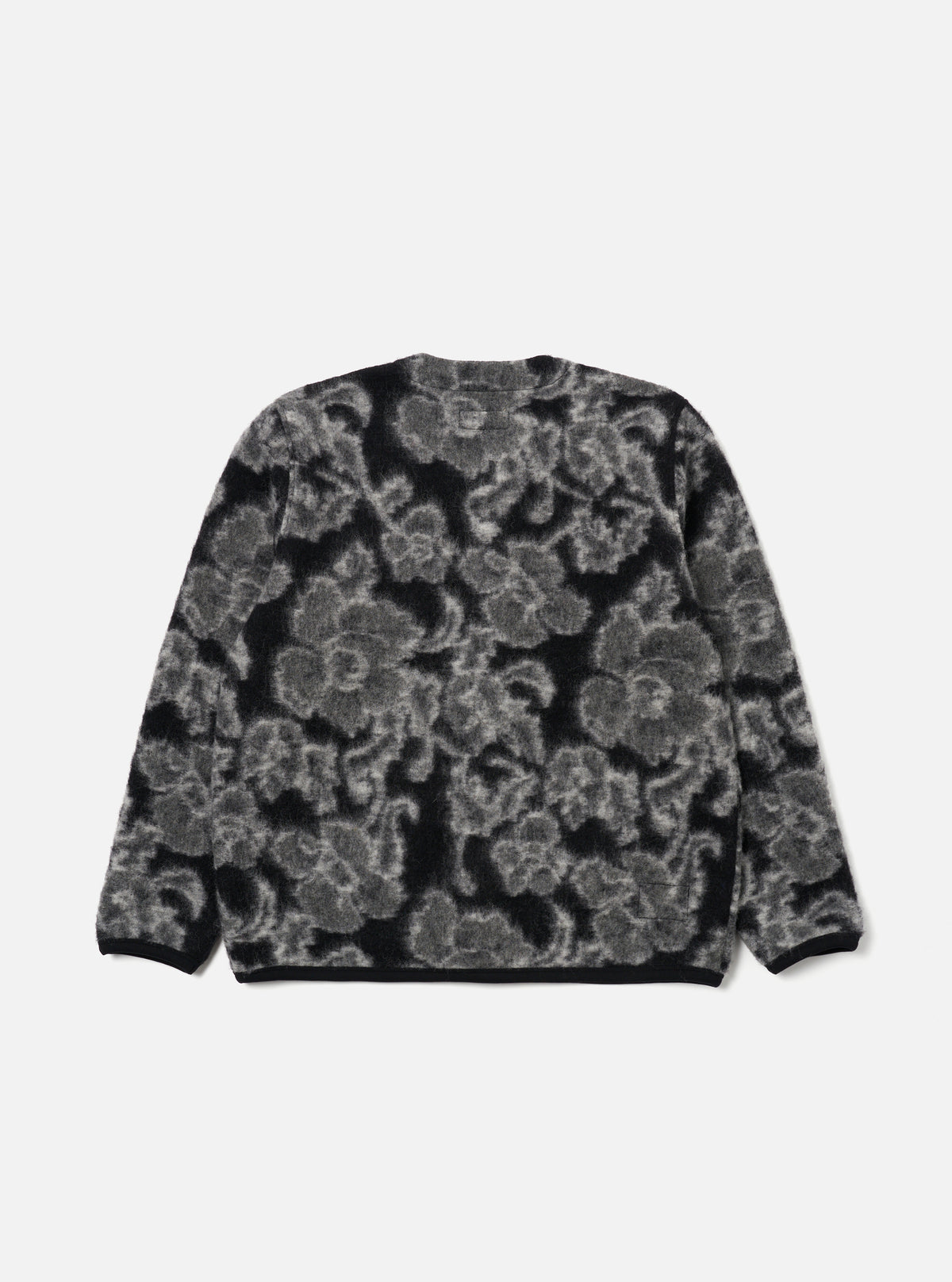 Charcoal Flower Fleece Cardigan