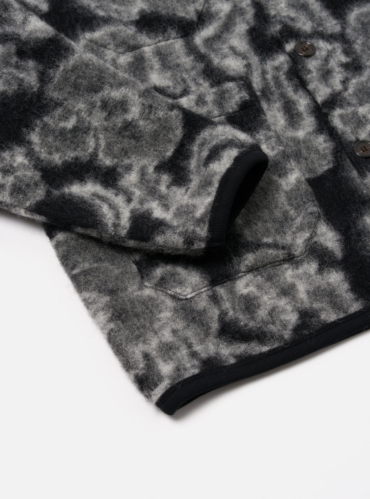 Charcoal Flower Fleece Cardigan