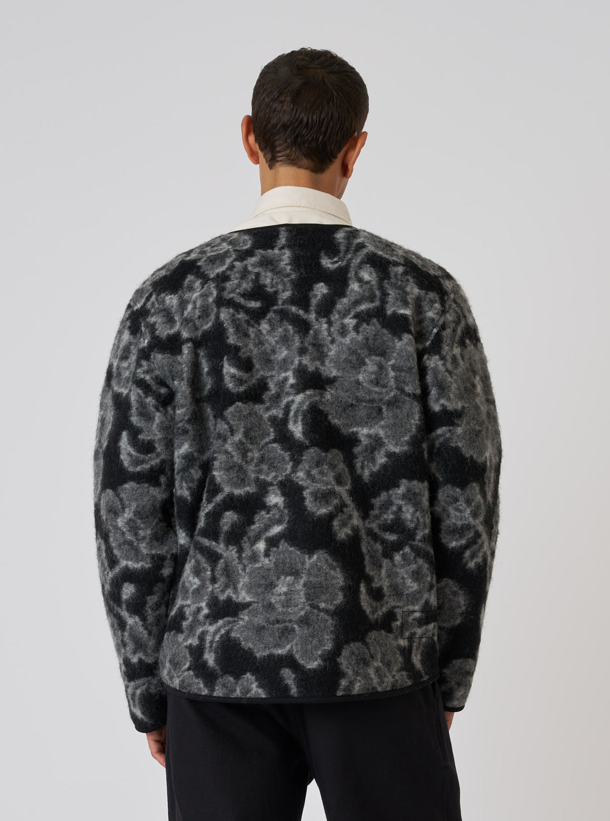 Charcoal Flower Fleece Zip Liner Jacket