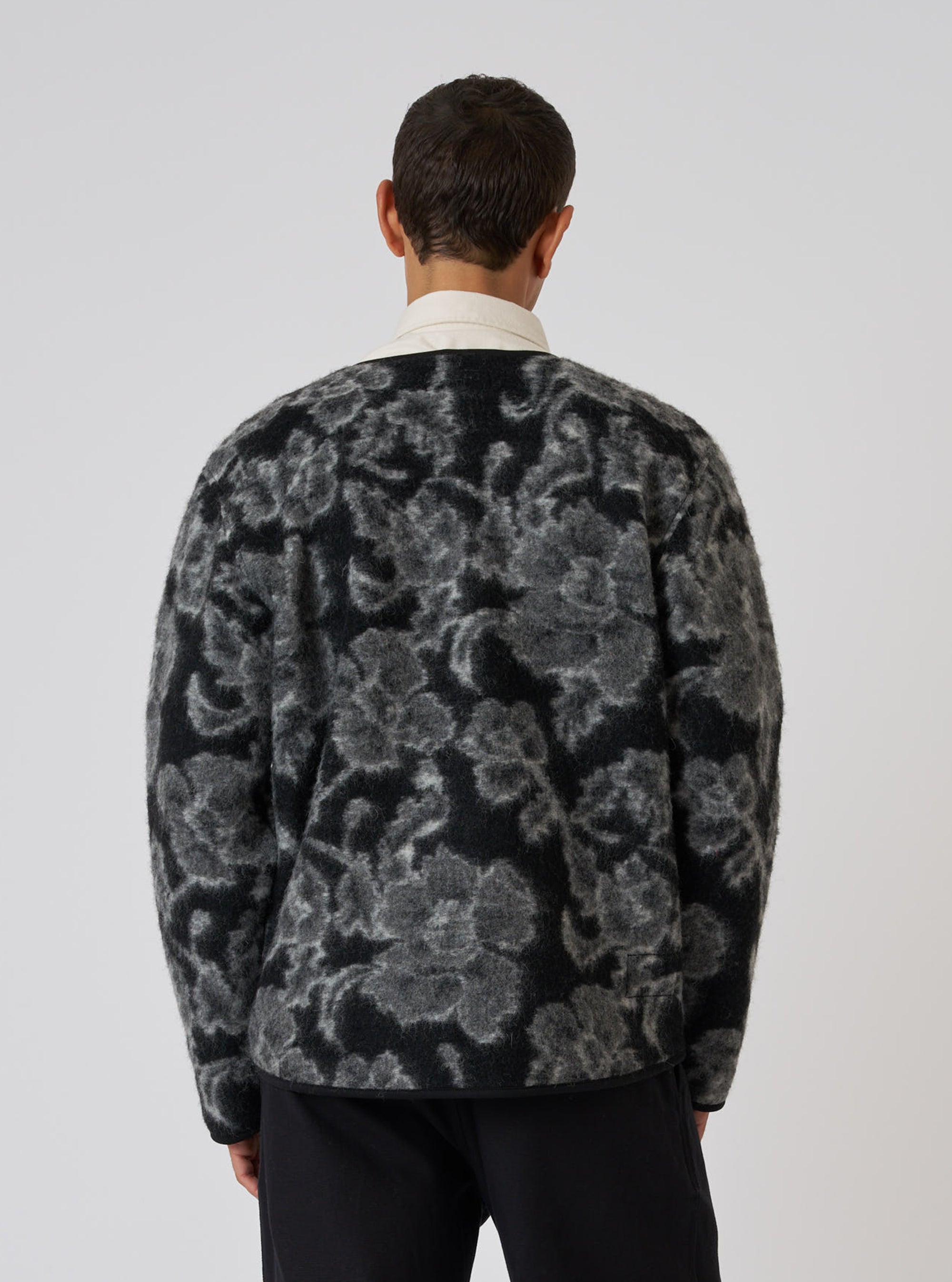 Charcoal Flower Fleece Zip Liner Jacket
