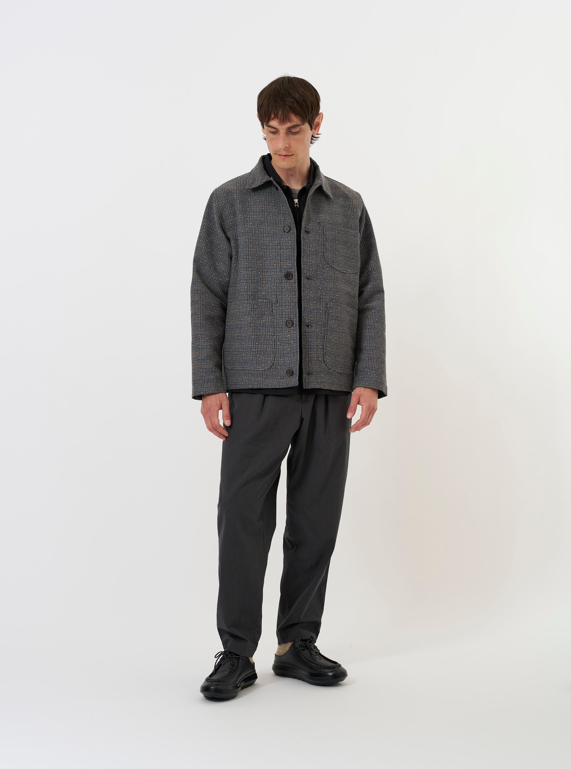 Grey/Blue Jacquard Weave Field Jacket