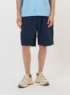 Navy Chester Stripe Pleated Track Short