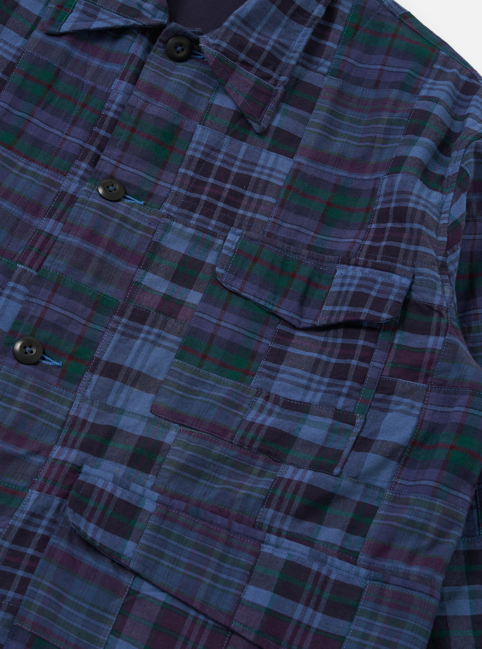 Navy Madras Patchwork Duty Jacket