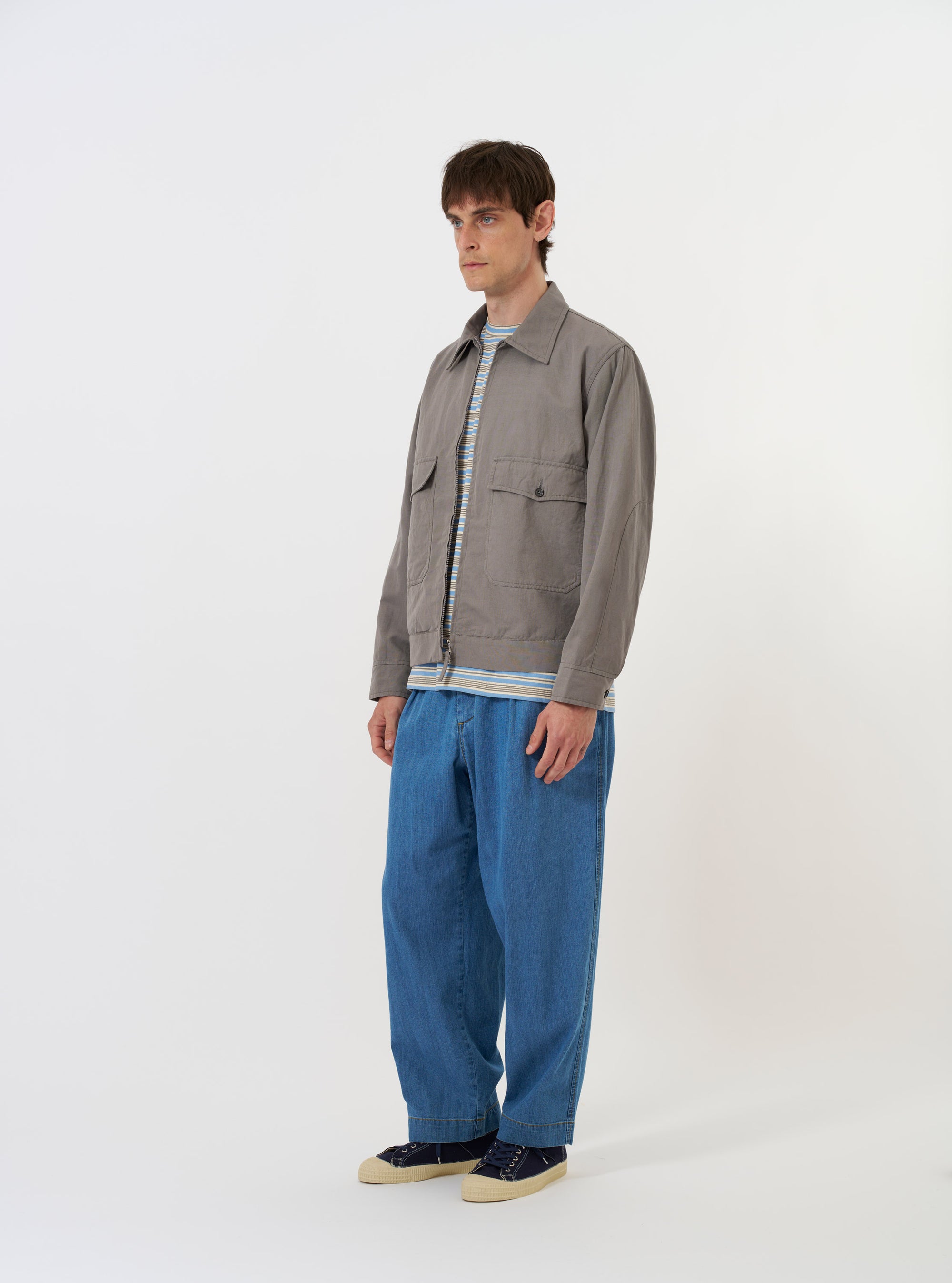 Mid Grey Linen Slub Weave E130 Jacket