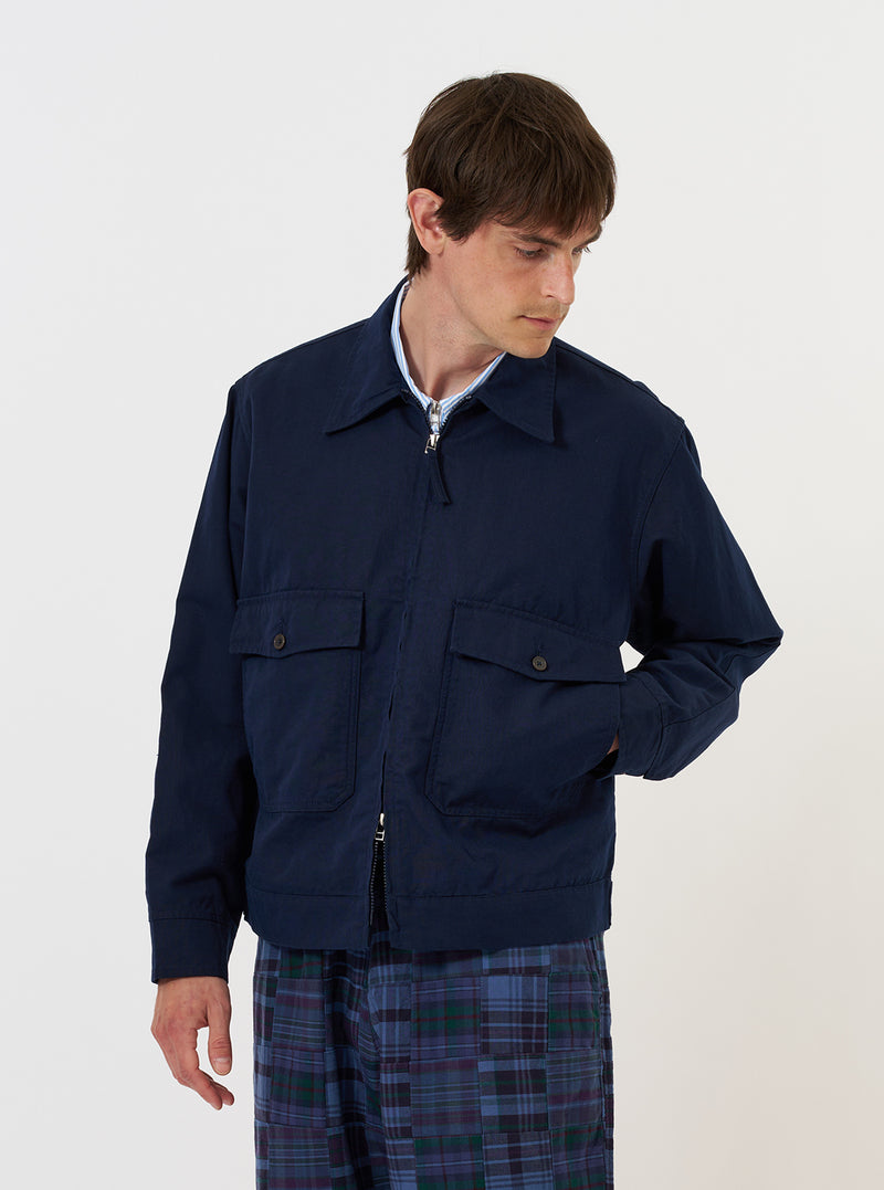 Navy Linen Slub Weave E130 Jacket