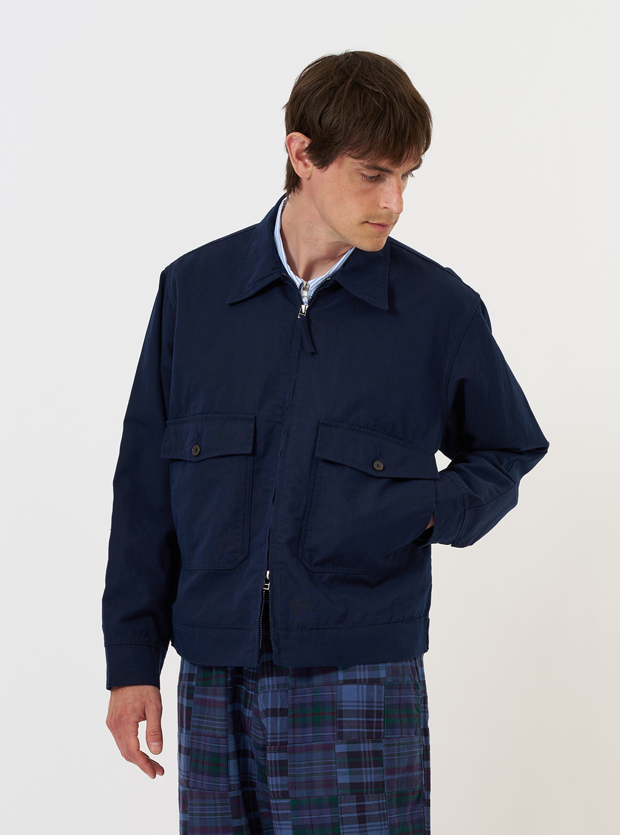 Navy Linen Slub Weave E130 Jacket