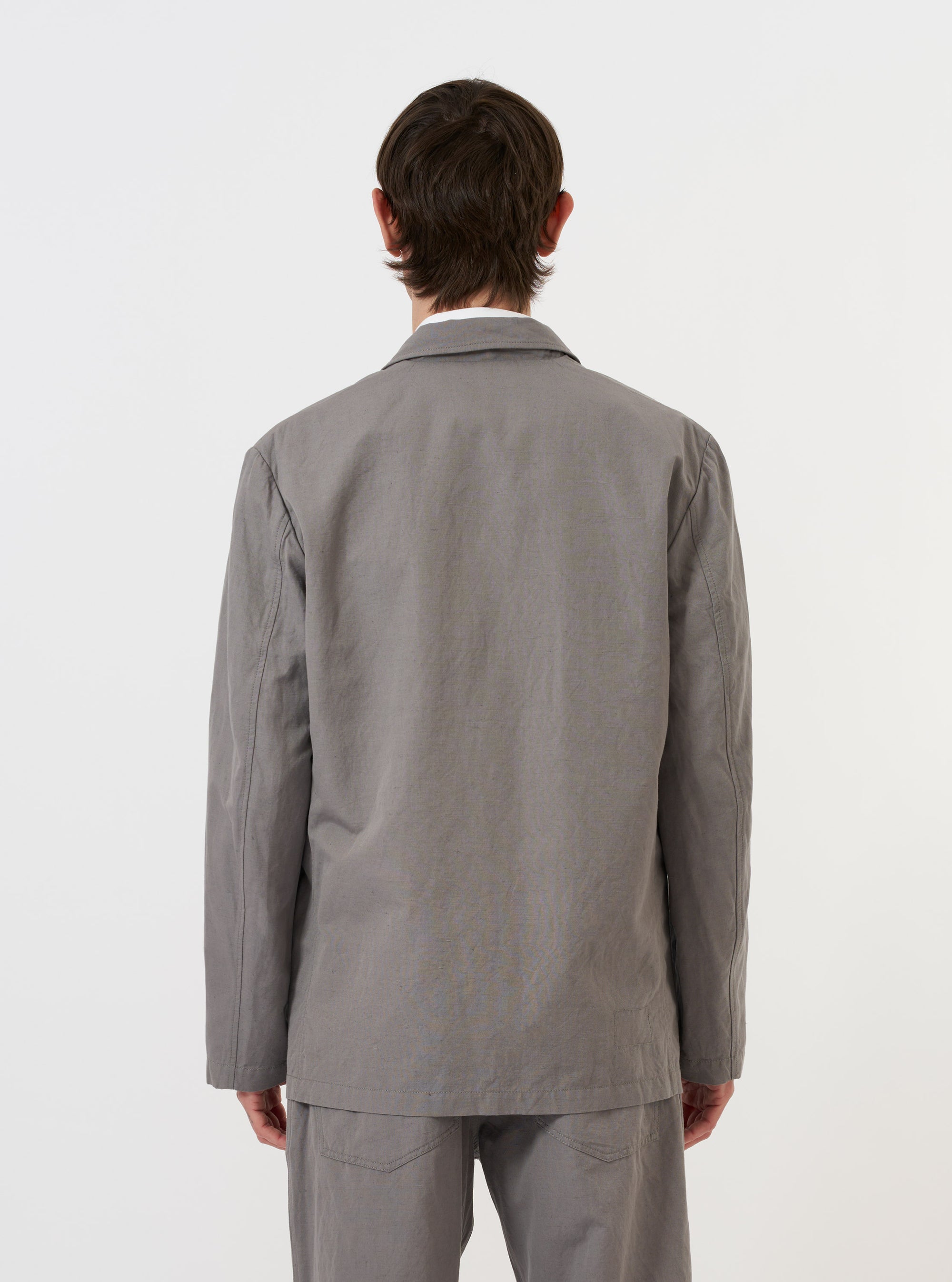 Mid Grey Linen Slub Weave Two Button Jacket