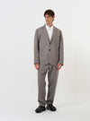 Mid Grey Linen Slub Weave Two Button Jacket