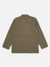 The Olive Linen Slub Weave Two Button Jacket is shown from the back as a flat lay against a plain white background. The image highlights the jacket's structured back with a central vent at the hem and the textured, olive green linen-cotton blend fabric.
