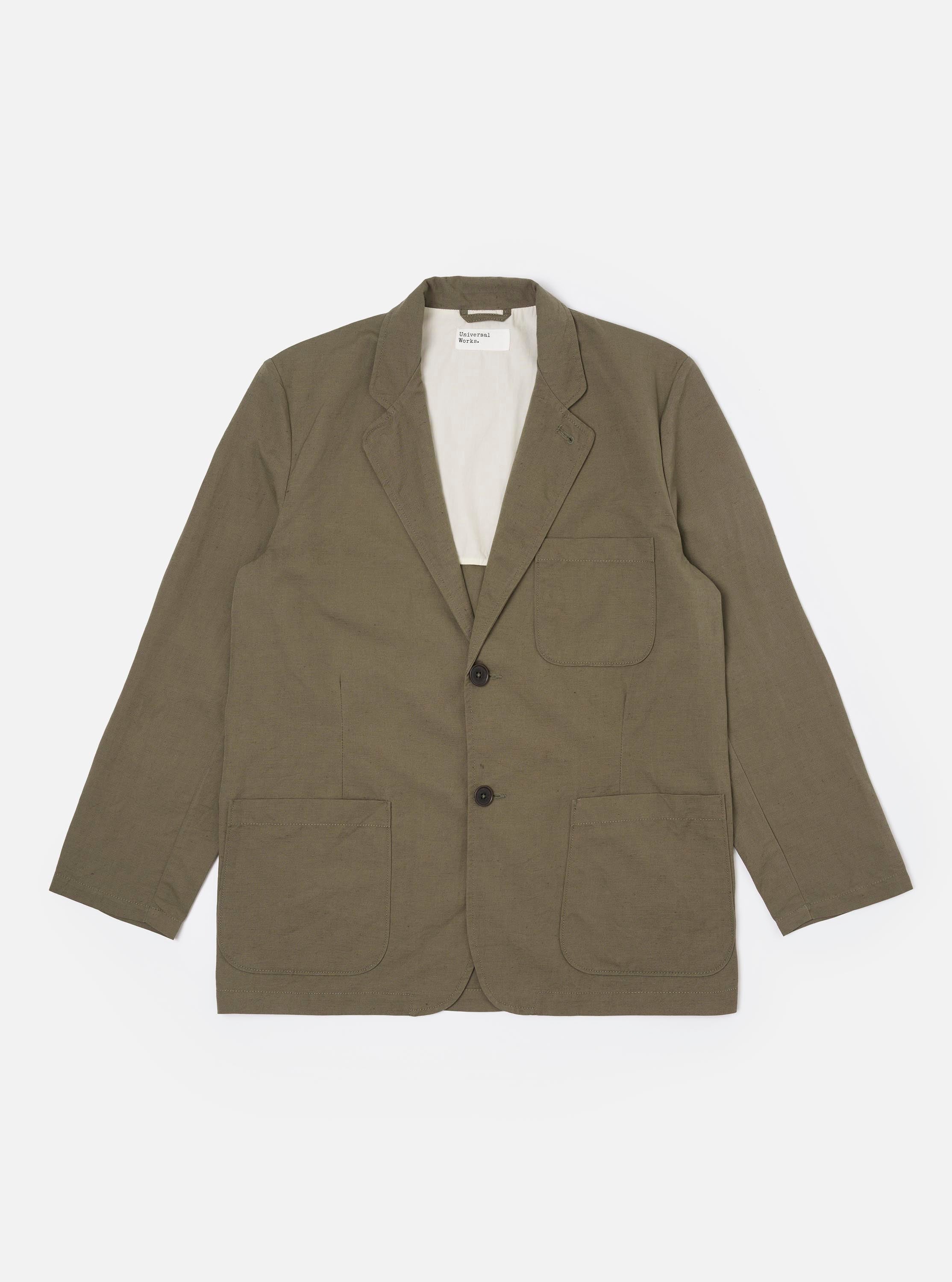 Olive Linen Slub Weave Two Button Jacket – Universal Works
