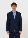 Navy Linen Slub Weave Two Button Jacket