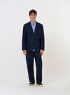 Navy Linen Slub Weave Two Button Jacket