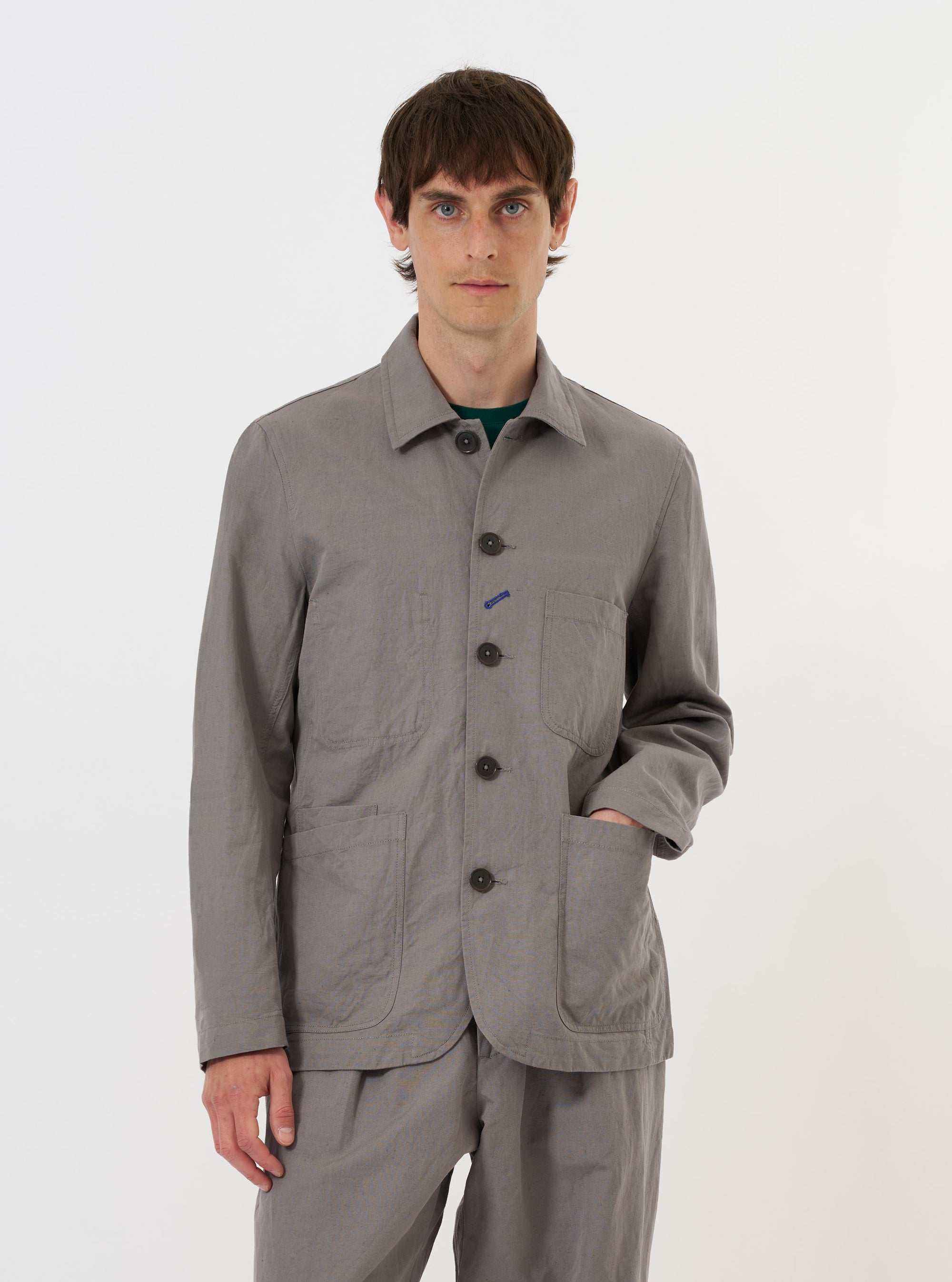 Mid Grey Linen Slub Weave Bakers Jacket