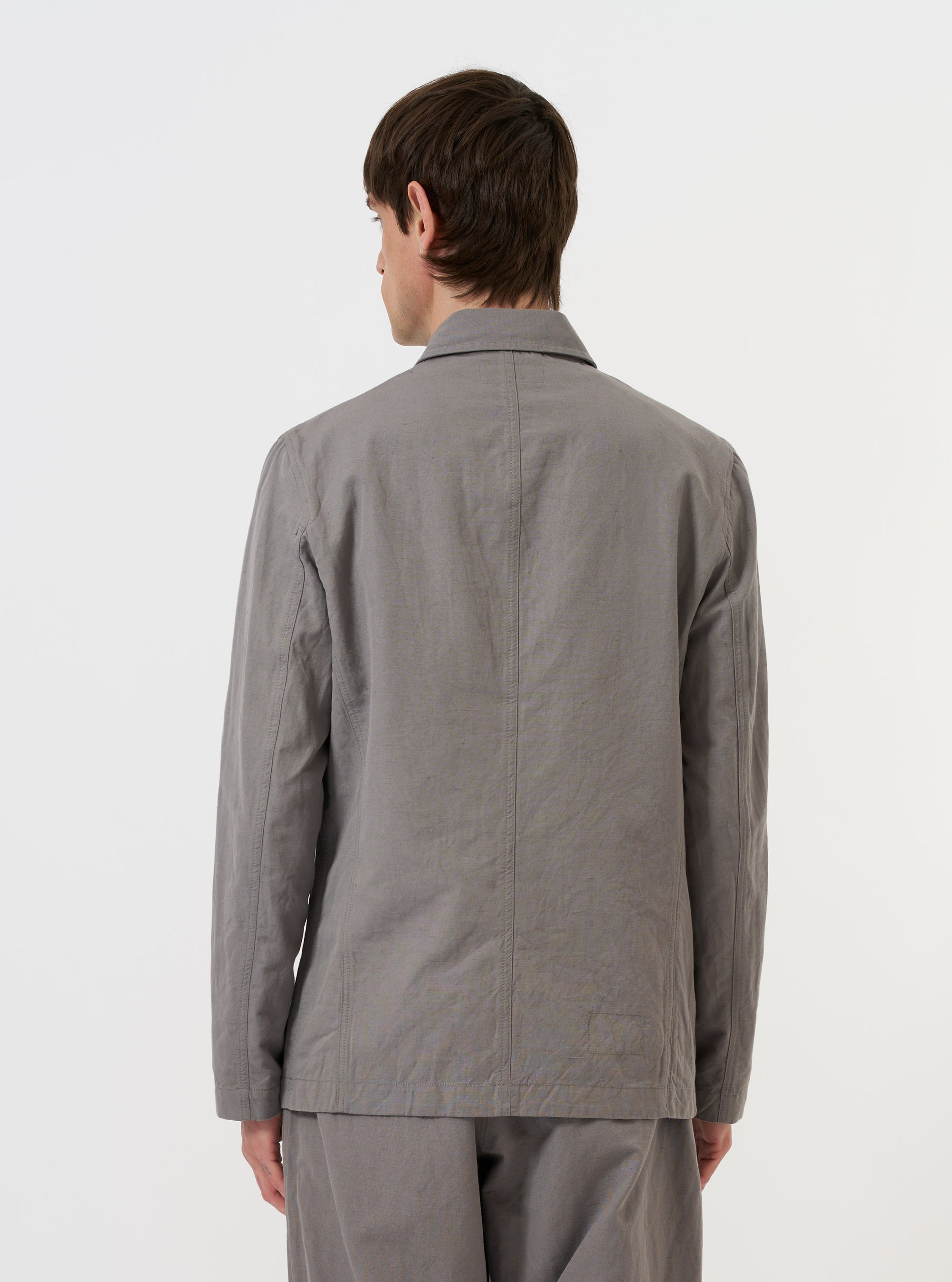 Mid Grey Linen Slub Weave Bakers Jacket