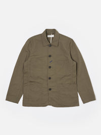 Olive Linen Slub Weave Bakers Jacket