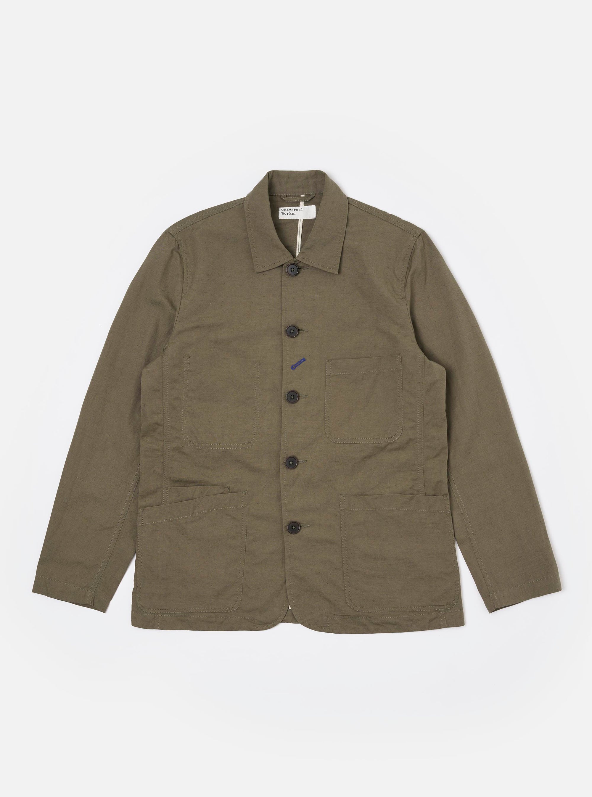 Olive Linen Slub Weave Bakers Jacket