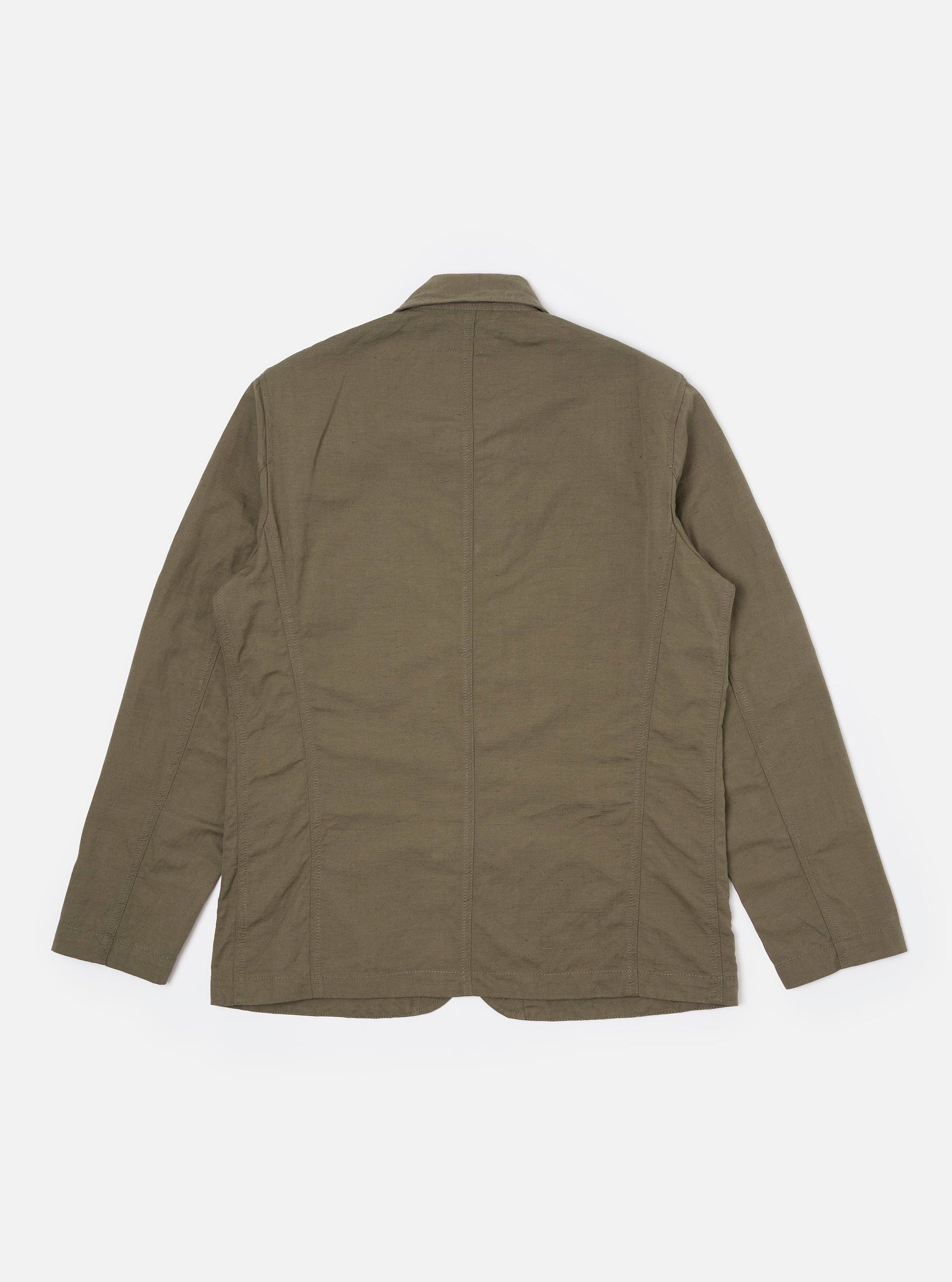 Olive Linen Slub Weave Bakers Jacket